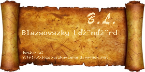 Blazsovszky Lénárd névjegykártya